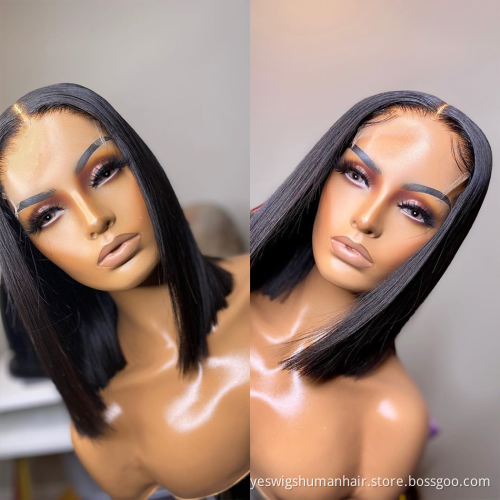 Straight Bob Wig Human Hair Hd Full Lace Front Wig For Black Women Cheap Raw Indian Virgin Human Hair Lace Frontal Wig Vendor